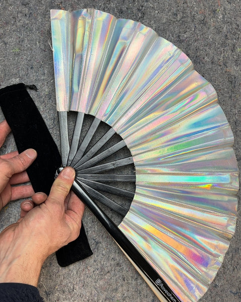 Raveahem Iridescent Hand Fan You Would Bring To A Rave