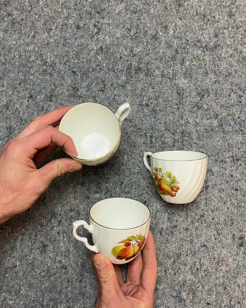 Three Porcelain Tea Cups, Fruit Design