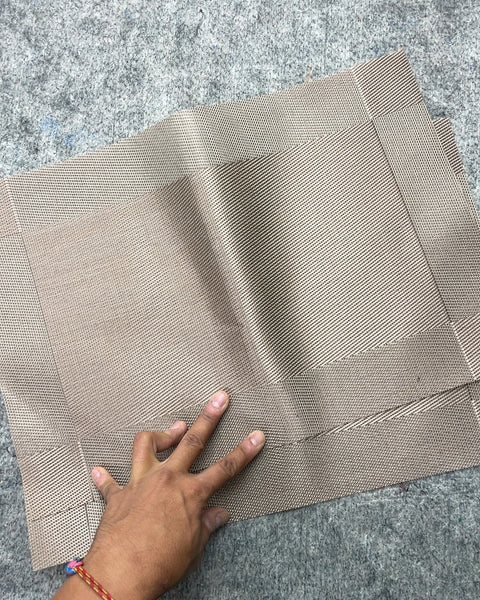 One More Two Tan Woven Placemats, 10x17"