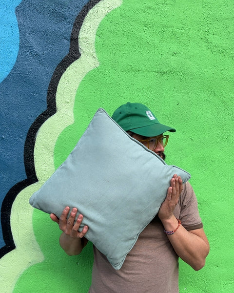 Square Throw Pillow, Light Blue
