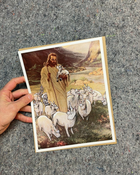 "Jesus and His Fat Ass Unicorns" Print by Serene Bacigalupi, 8.5x11"