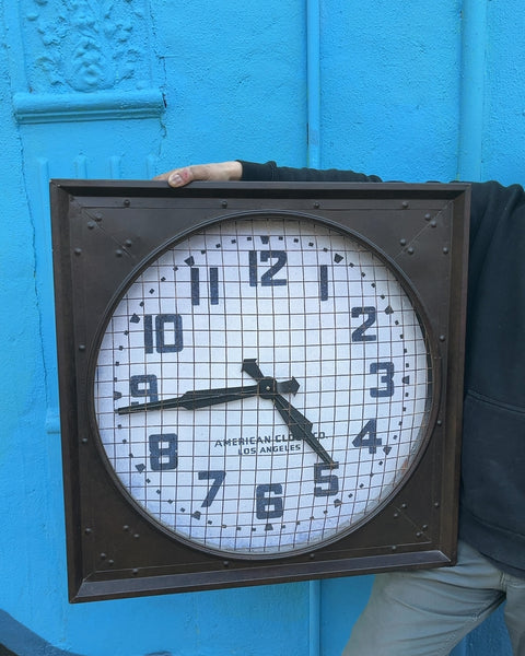 Warehouse Clock with Grill, 26x26" (Decorations Purposes Only, Doesn't Work)