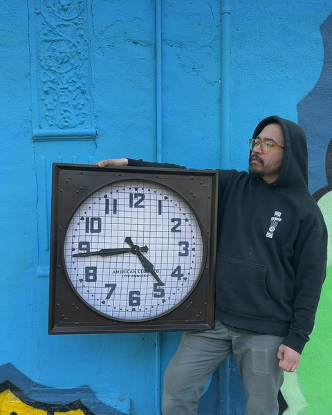Warehouse Clock with Grill, 26x26" (Decorations Purposes Only, Doesn't Work)