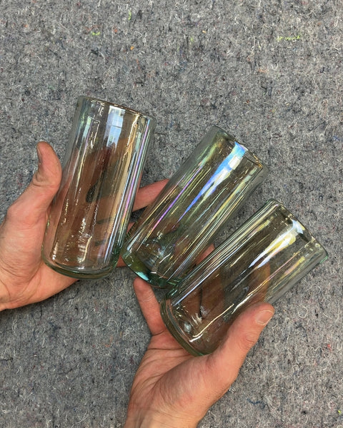 Three Iridescent Drinking Glasses