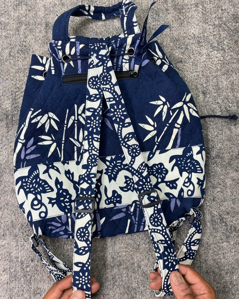 True Blue Art Quilted Cotton Backpack