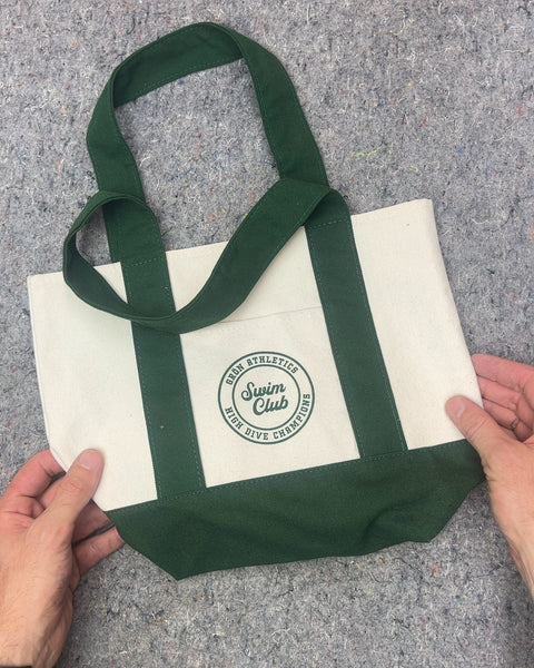 Lil' Green and White Canvas Tote Bag From A Swim Club You're Not Part Of
