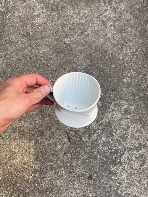 White Porcelain Pour Over Drip 3-Hole Coffee Filter Holder