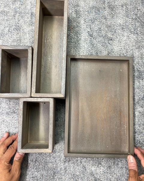 Wooden Desk Organizer Tray Set, 11x7x4.5"
