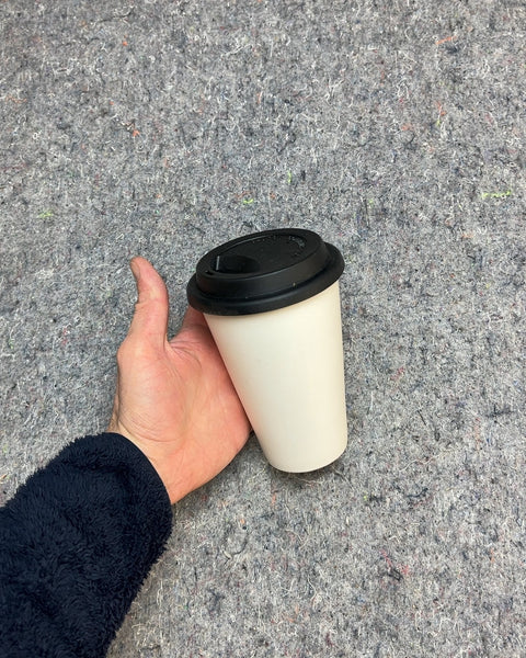 White Ceramic Coffee Cup with Lid