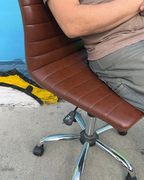 Modern Armless Faux Leather Office Chair