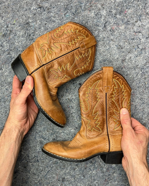Kids Brown Cowboy Boots, Size 10