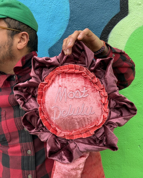 Urban Outfitters "Most Delulu" Trophy Ribbon Shape Velvet Throw Pillow