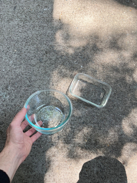 A Pyrex Bowl And Glass Container Set