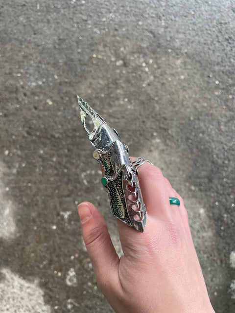 Articulated Silver Finger Armor Ring