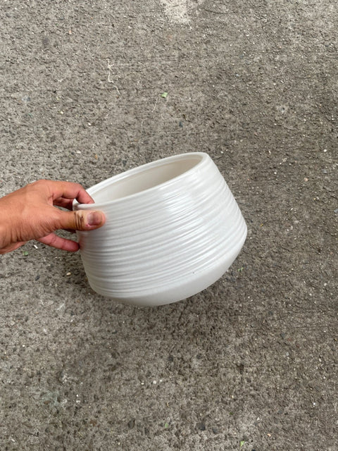 Bigggg White Wavy Vase, 8”