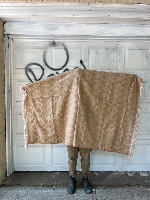 Cozy Beige Alpaca Wool Throw Blanket