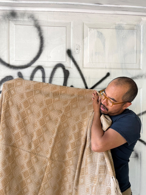 Cozy Beige Alpaca Wool Throw Blanket