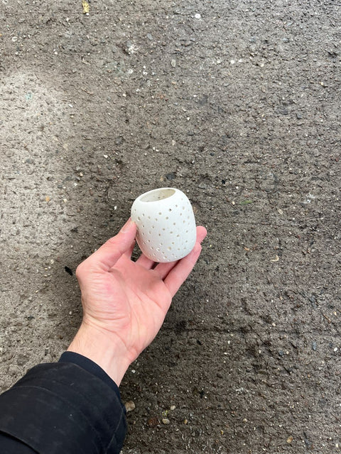 Dotted White Ceramic Tea Light Candle Holder