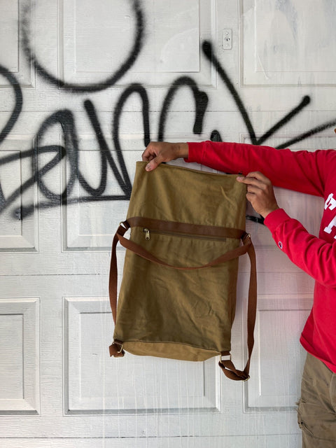 Earthy Brown Canvas Backpack