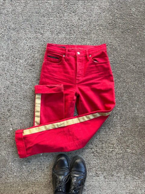 Fun Calvin Klein Straight High Rise Red Jeans, Size W28/L34
