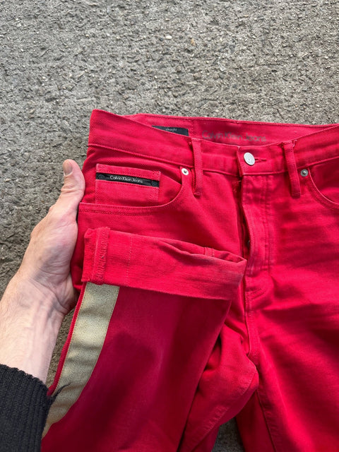 Fun Calvin Klein Straight High Rise Red Jeans, Size W28/L34