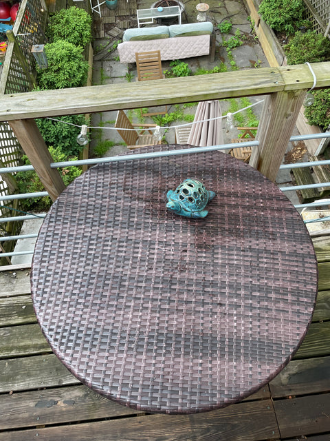 Outdoor Wicker Folding Table, W35"