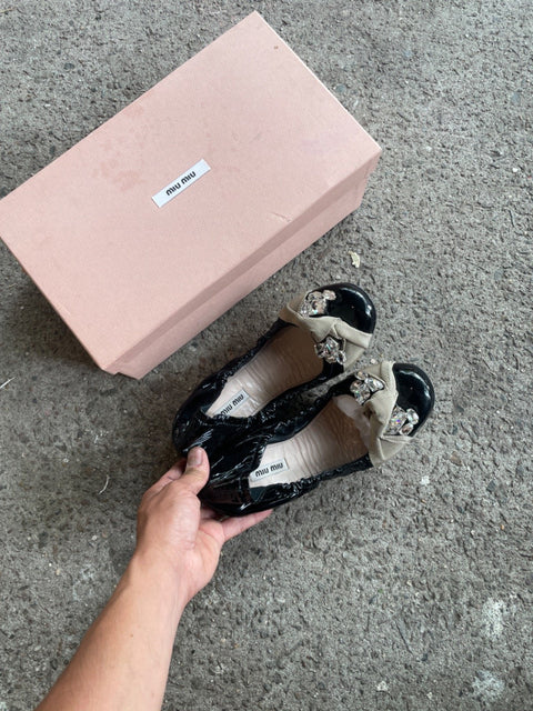 Miu Miu Embellished Ballerinas, Sz 38.5EU