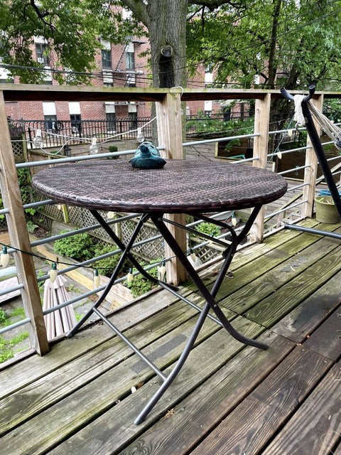 Outdoor Wicker Folding Table, W35"