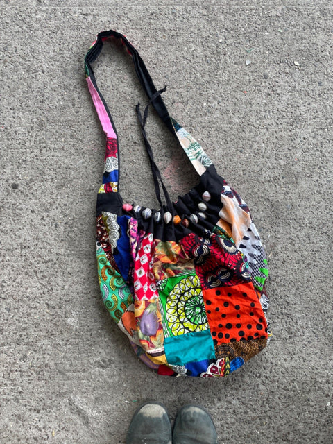 Patchwork Beaded Hobo Bag