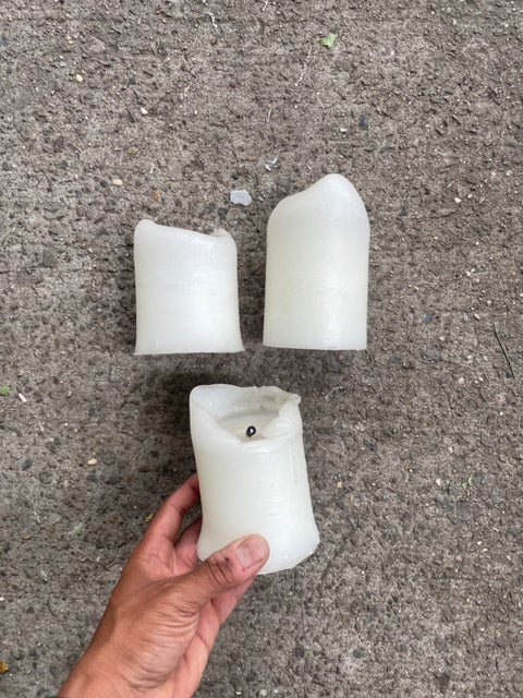 Three Ribbed White Candles