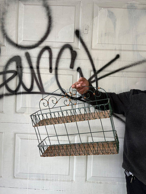 Vintage Wire Basket Shelf