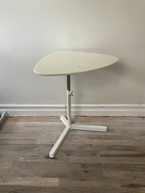 White Adjustable Side Table, W23"