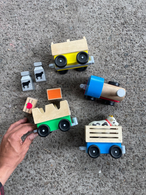 Wooden Farm Train Set
