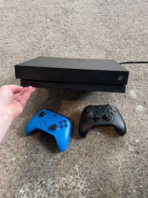 Xbox One X Console & Controllers, Untested But Powers On And In Great Condition