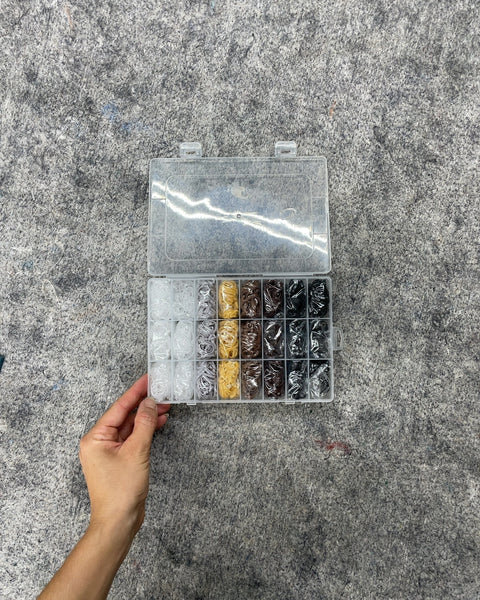 Elastic Rubber Hair Bands Set in Compartment Box