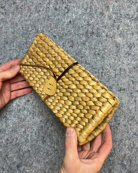 Woven Clutch with Button Closure