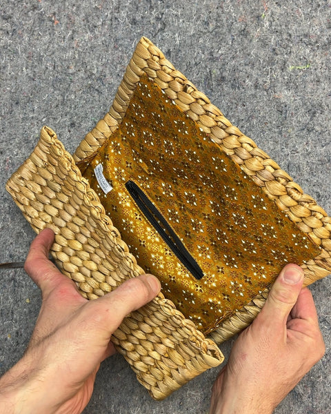 Woven Clutch with Button Closure