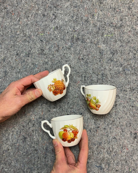 Three Porcelain Tea Cups, Fruit Design
