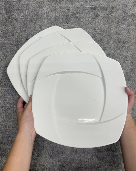 Syracuse China Quadra Square Plates, Set of 4