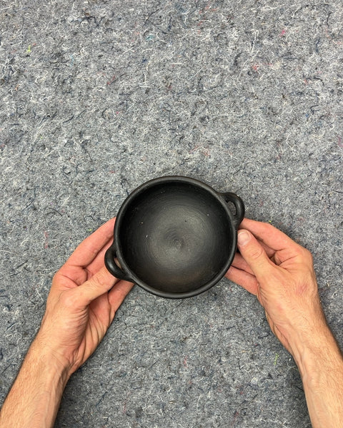 Cute Black Clay Pot with Handles