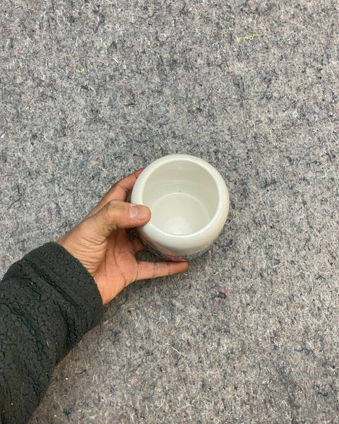 Small Ceramic Planter, White and Blue