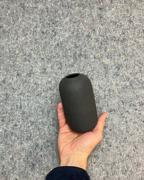 Pretty Black Matte Textured Ceramic Vase